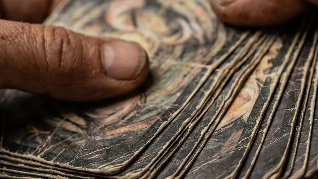 Gros plan sur les mains d'un praticien manipulant un seul jeu de tarot