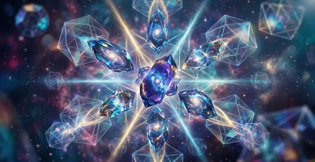 Visualisation abstraite d'un champ d'information quantique représentant les Annales Akashiques