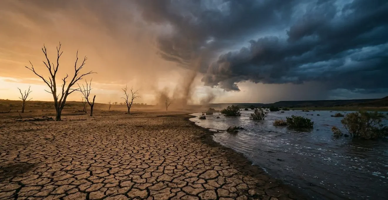 Représentation métaphorique d'événements naturels avec symbolisme apocalyptique