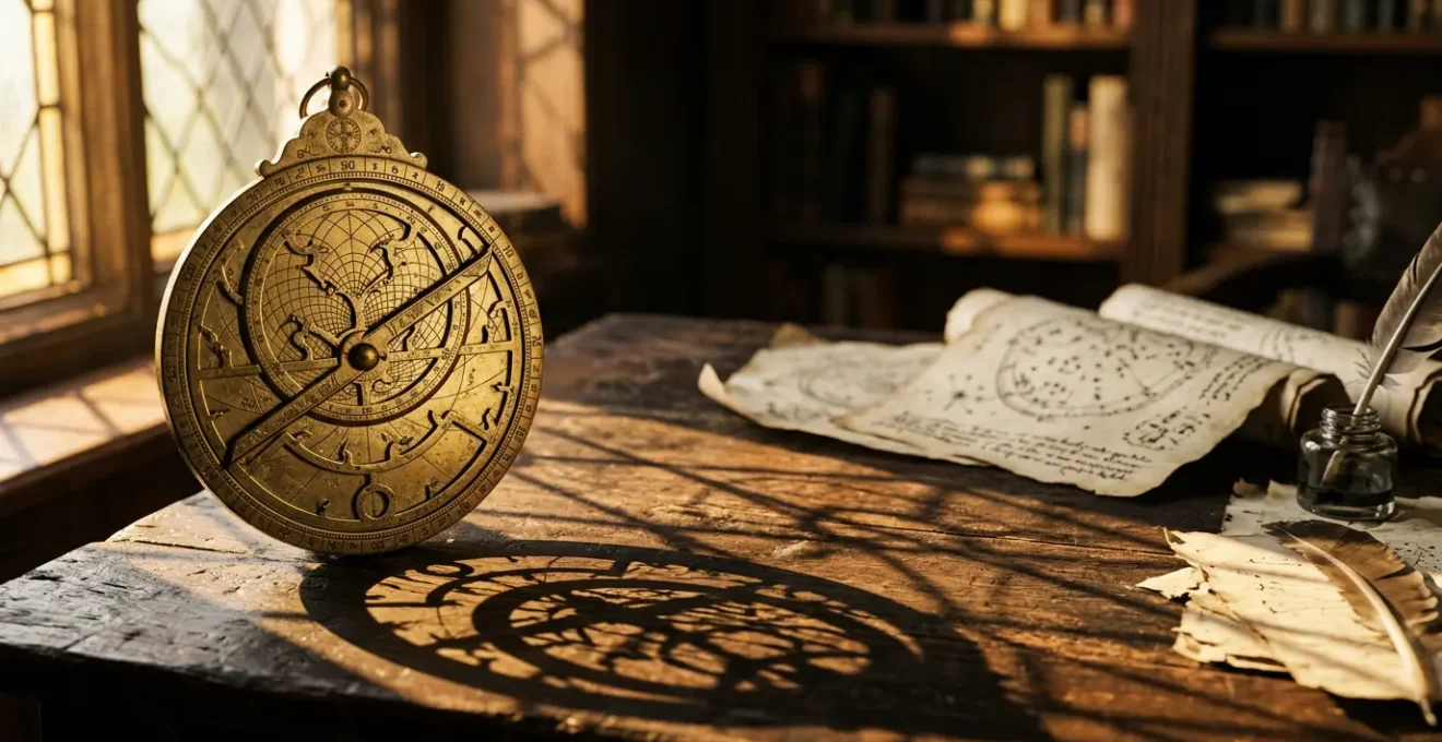 Carte du ciel astrologique avec symboles planétaires et constellations sur fond cosmique