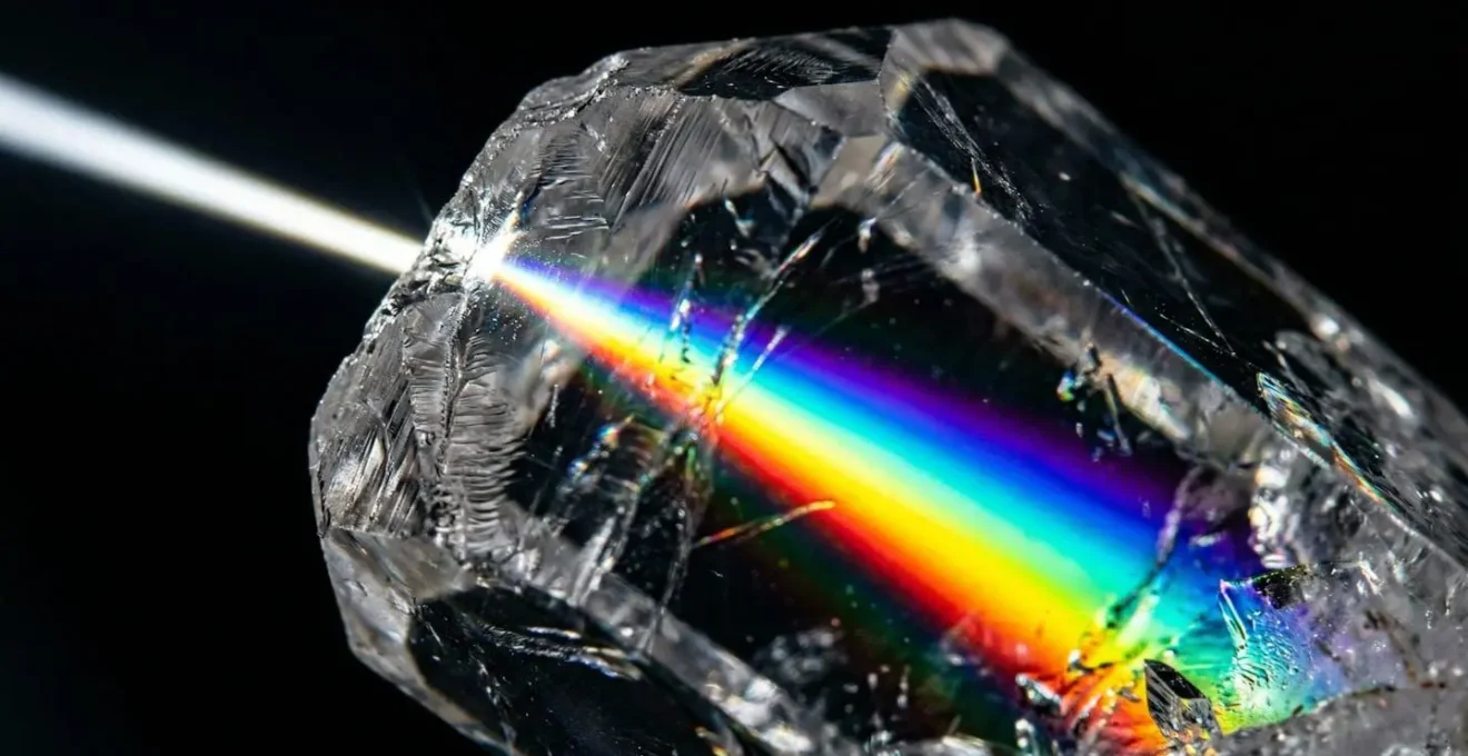 Prisme de lumière créant un spectre de couleurs multiples représentant la complexité d'une personnalité