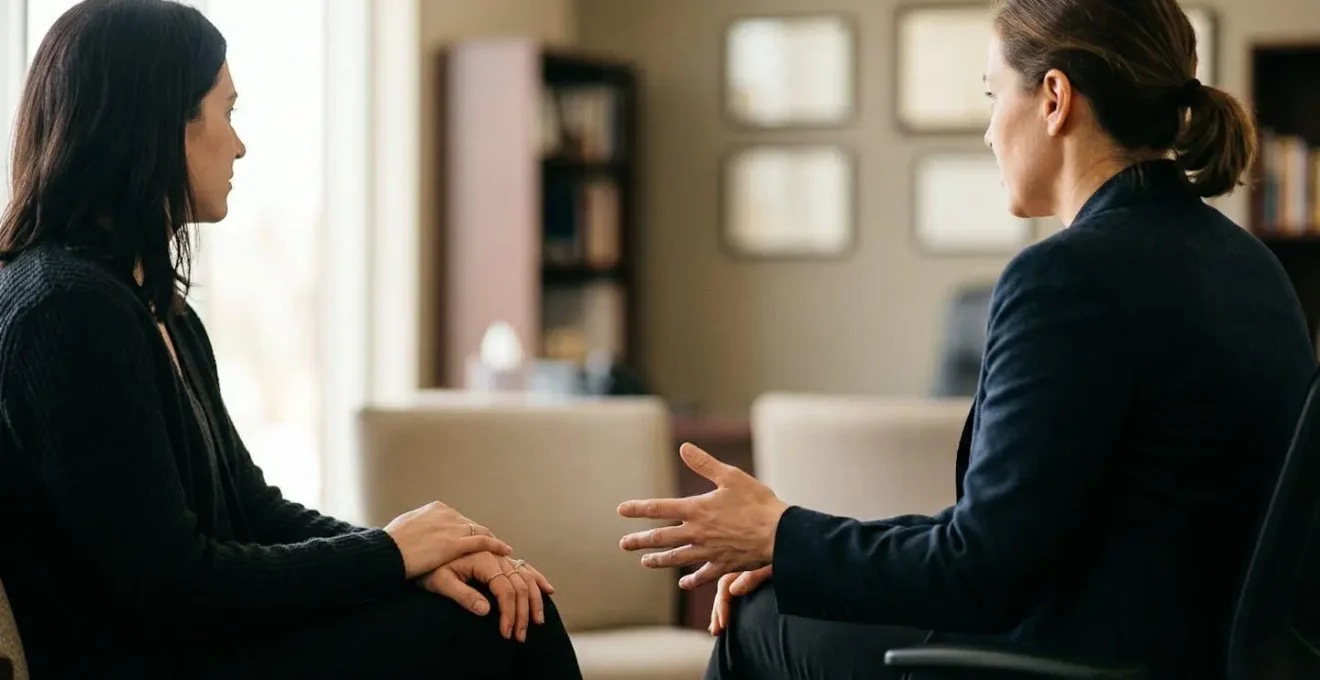 Bureau de consultation professionnel avec diplômes abstraits et environnement scientifique