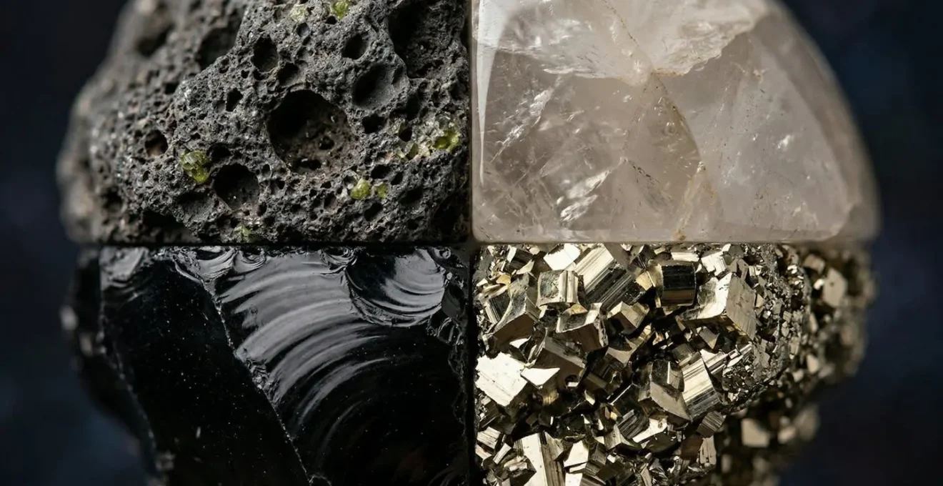 Composition géométrique abstraite représentant les quatre points cardinaux de la carte astrologique en équilibre parfait