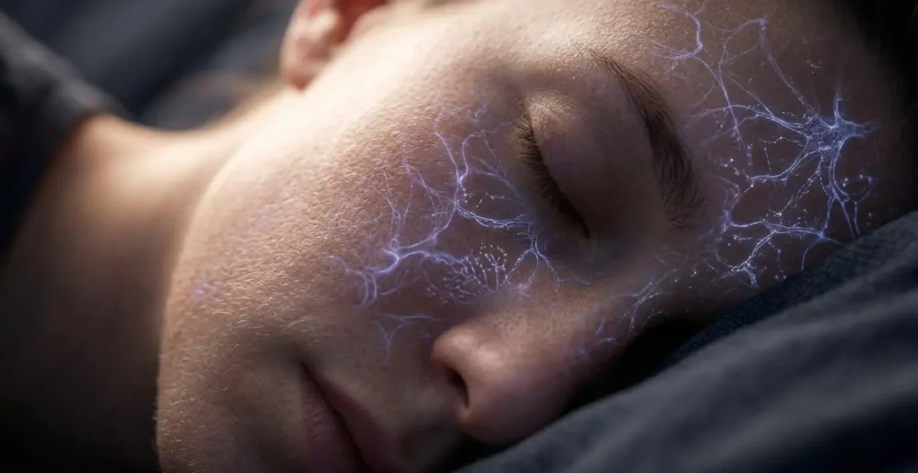 Cerveau humain avec réseaux neuronaux lumineux pendant le sommeil