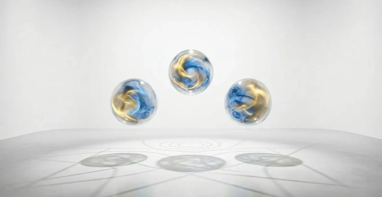 Représentation artistique de la double vibration des maîtres nombres avec lumière et ombre